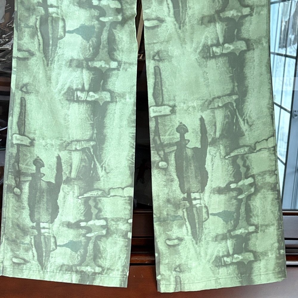 Delph Green Patterned Flared Pants 31/34 - image 6